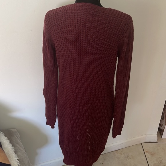 FASHION NOVA | Women’s Ultra Cozy Burgundy Open Front Cardigan Sweater Size S - Picture 4 of 6